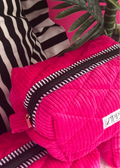 Raspberry Pink Corduroy Makeup Bag – Quilted Cosmetic Pouch | Zipped by Kate