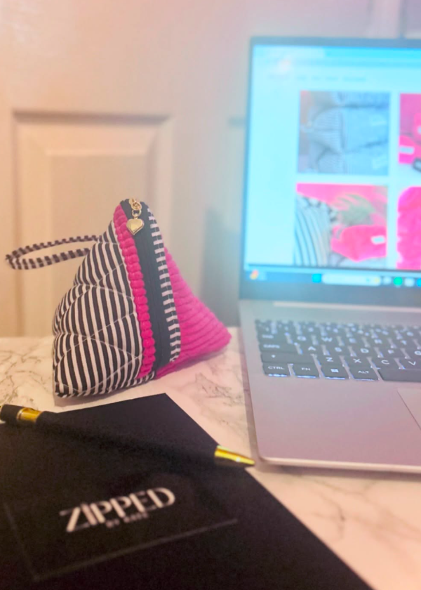 Black & White Striped Pyramid Pouch – Handmade Quilted Bags I Zipped By Kate