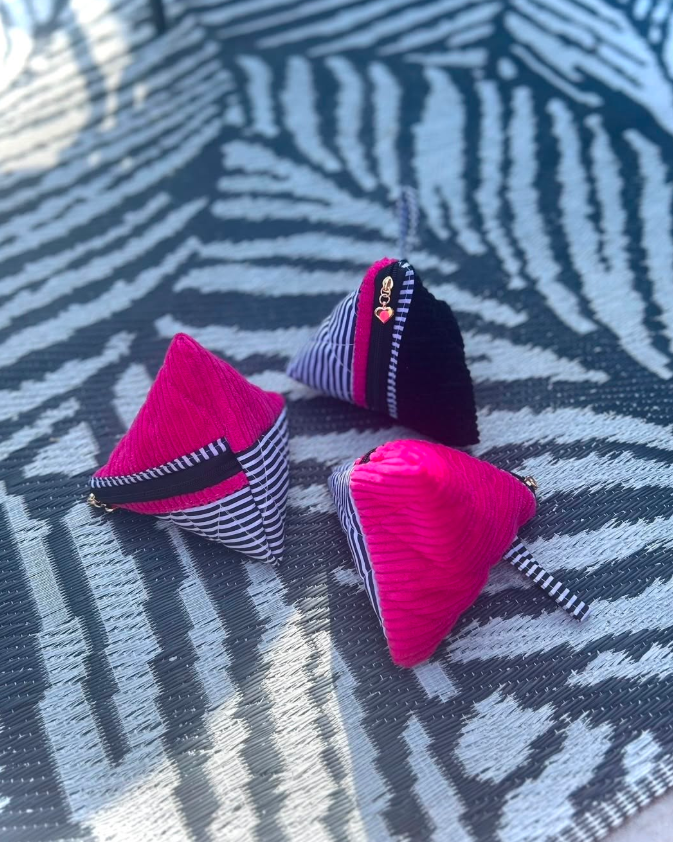 Black & White Striped Pyramid Pouch – Handmade Quilted Bags I Zipped By Kate